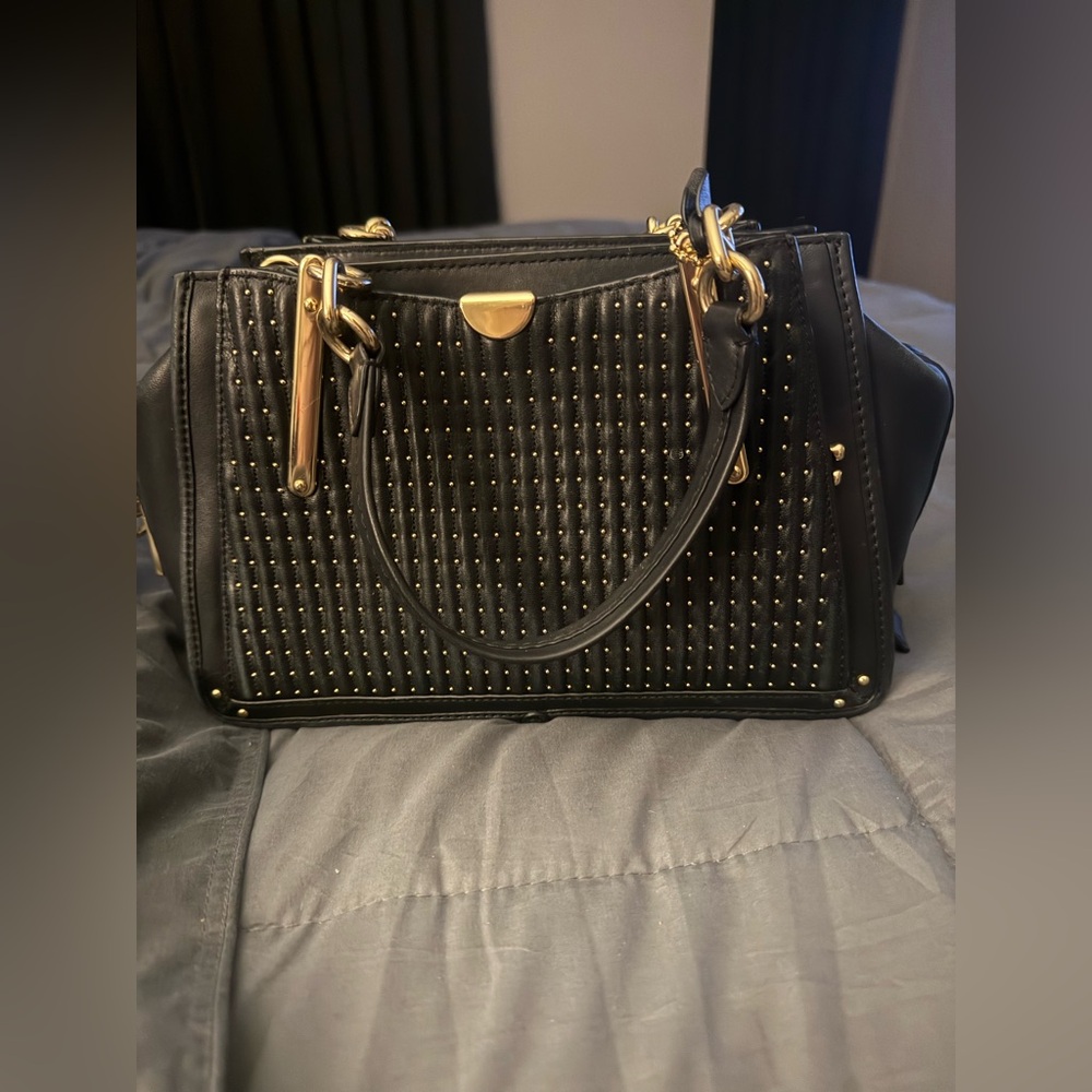 Coach Black Satchel with Gold Studs